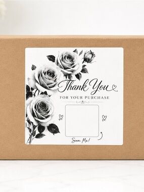 Roses Thank You QR Code Stickers-100ct.
